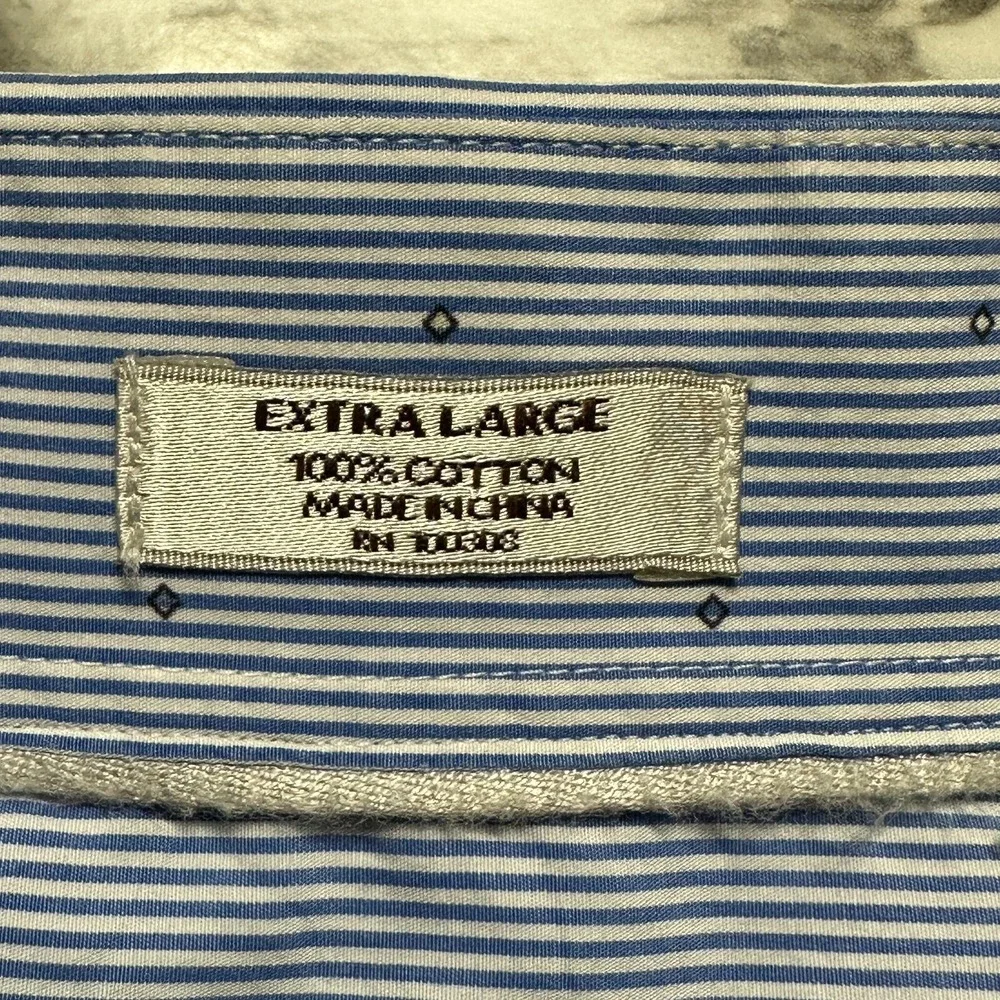 Peter Millar Men's Golf Shirt Size XL Blue White Striped & Blue Dots Long Sleeve